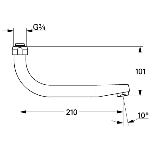 Grohe Auslauf 3/4" Ausladung: 210 H:100 für Eurodisc SPT-Batterie Wandmontage weiß 13010L00