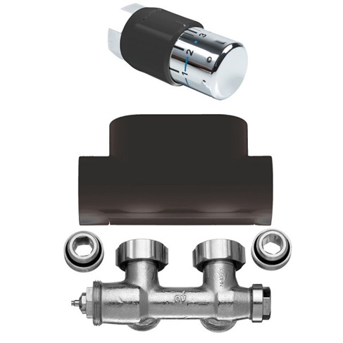 Kermi Ventilhahnblock-Kombiset Eckform in Onyx ZV03090005