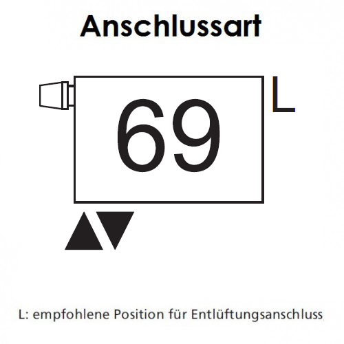 Arbonia Mehrpreis zu Heizwand Einbauventil Anschlussart 69, Ventil oben, Klemm
