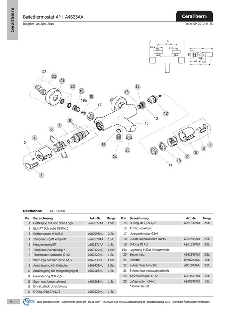 Ideal Standard Anschlagring für Mengenregelgriff A962563NU