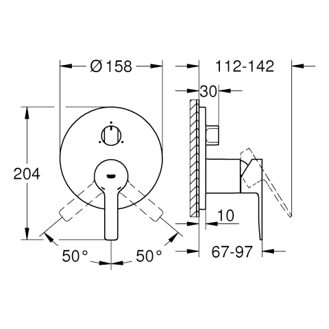 Grohe Einhand-Batterie Lineare Fertigmontage-Set supersteel supersteel für 35600 3-Wege Umstellung 24095DC1