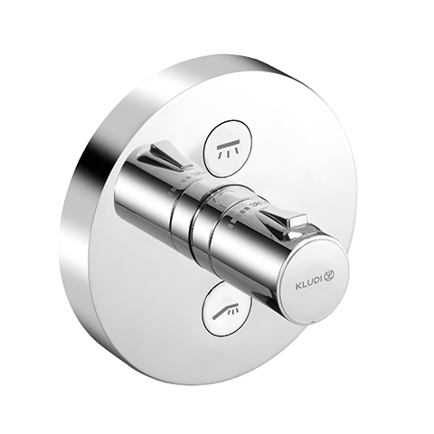 Kludi PUSH UP-Thermostatarmatur mit Drucktaste für 2 Verbraucher, rund chrom 389120538