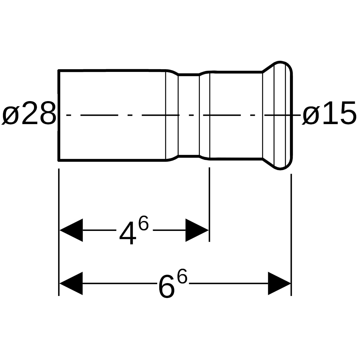 Geberit Mapress Edelstahl Reduktion mit Einschubende (LABS-frei) d28-15 82307