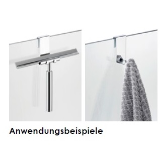 Avenarius Halter für Duschabtrennung mit 2 Haken für 6,8,10 mm Glasstärke 9004596010