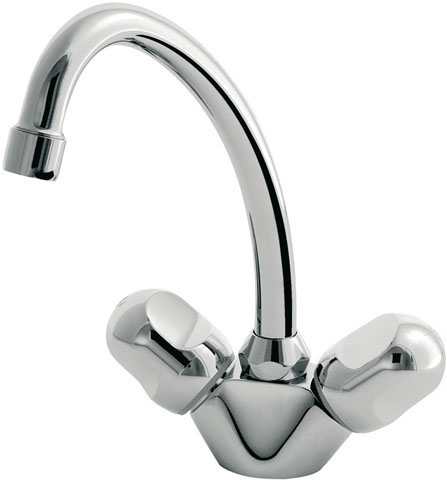 Ideal Standard Alpha Zweigriff-Waschtischarmatur mit Ablaufgarnitur chrom, Ausladung 155mm B2038AA