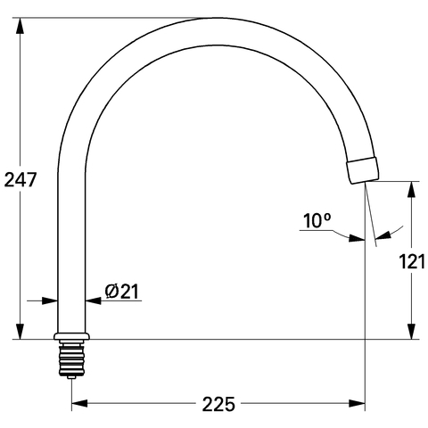 Grohe Auslauf 225x121 chrom für Einhandmischer 13049000