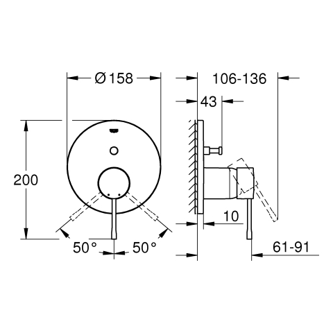 Grohe Essence Einhand-Wannenbatterie supersteel Fertigmontageset für 35604 24167DC1