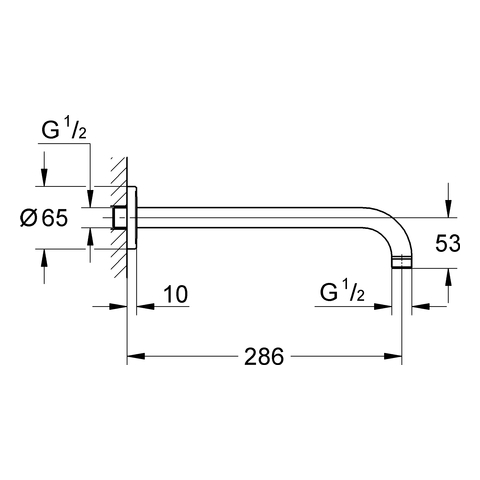 Grohe Rainshower Brausearm modern chrom, DN15, Ausladung 282mm 28576000