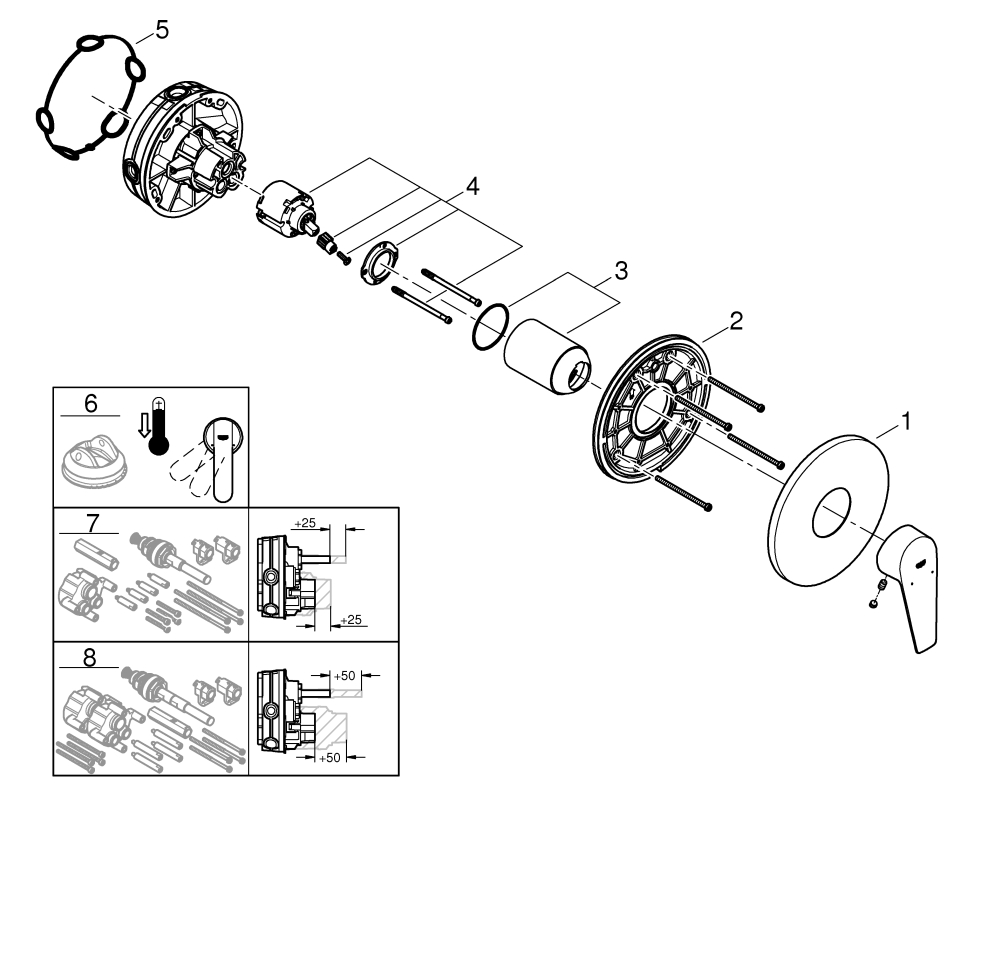 Grohe BauEdge Einhand-Brausebatterie chrom Fertigmontageset 24161001
