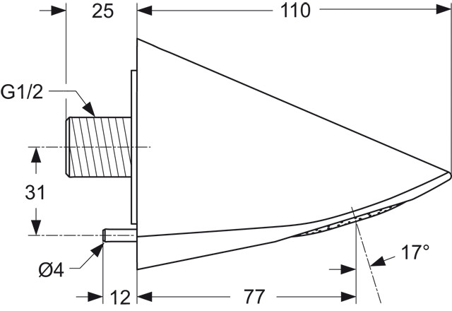 Ideal Standard Kopfbrause Idealrain Pro vandalensicher Ausladung 77mm, chrom A4844AA