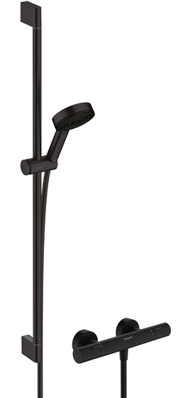Hansgrohe Brausesystem Pulsify Select S 105 3 jet Eco Relaxation Ecostat Fine Brausestange 900mm schwarzmatt 24261670