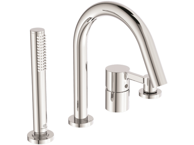 Ideal Standard 4-Loch Wannenrandarmatur JOY, mit Auslauf Stab-Handbrause und Umsteller, chrom BC789AA