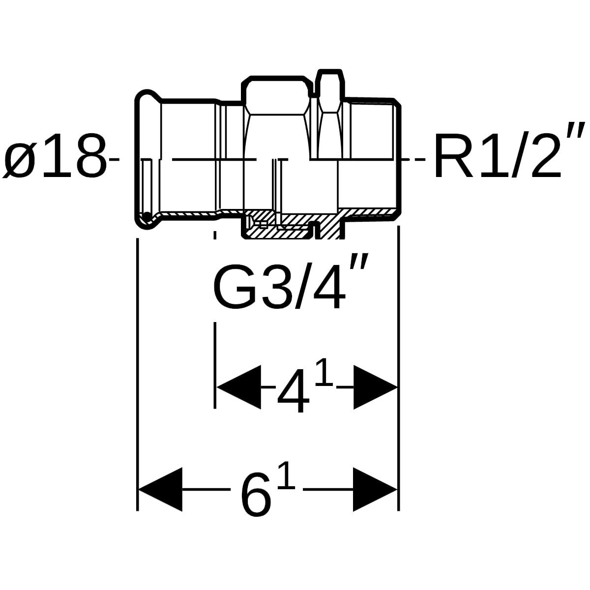 Geberit Mapress C-Stahl Übergangsverschraubung mit AG d18-R1/2 verzinkt 25332