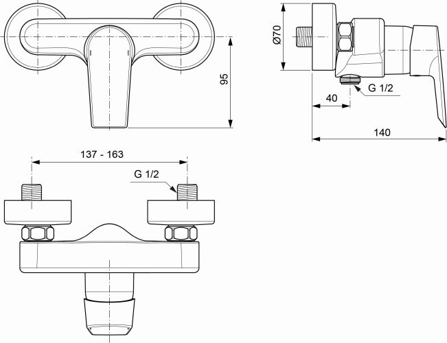 Ideal Standard Brausearmatur AP Tesi, Ausladung 41mm, chrom A6694AA