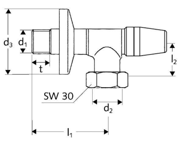 Schell Wasserzähler-Eckventil Plombiervorrichtung, 3/4" Überwurfmutter, 1/2", chrom 101000699