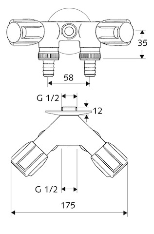 Schell Nebenanschluss-Doppelventil COMFORT RV, Schlauchanschluss, 1/2", chrom 033680699