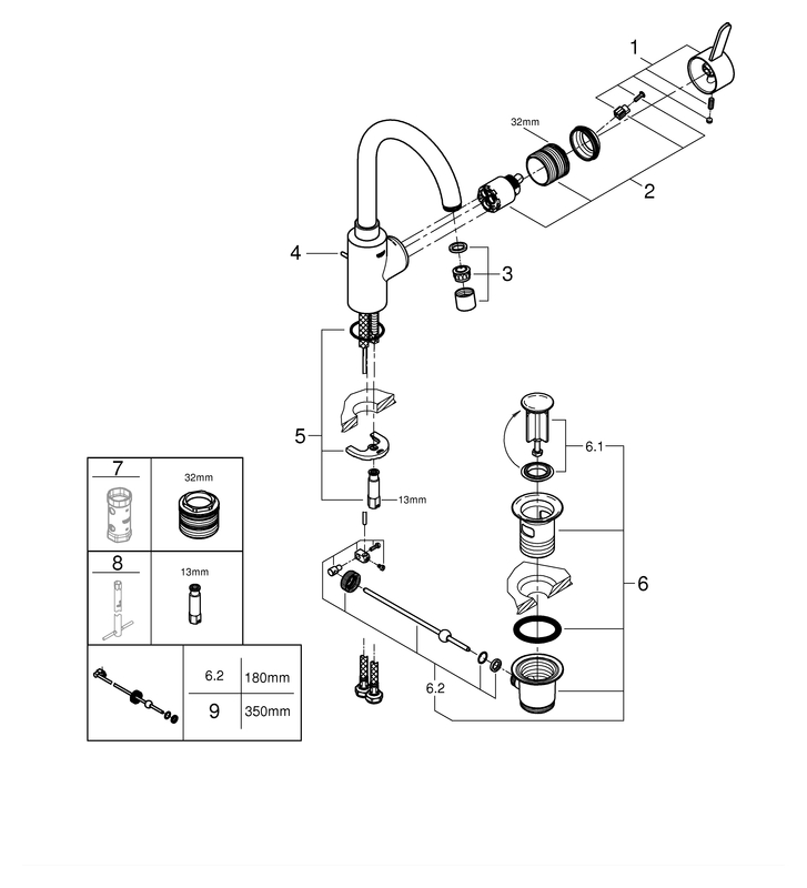 Grohe Eurosmart Cosmopolitan Einhand-Waschtischbatterie chrom L-Size 32830001