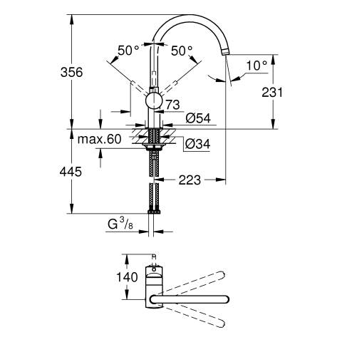 Grohe Minta Einhand-Spültischbatterie supersteel 32917DC0