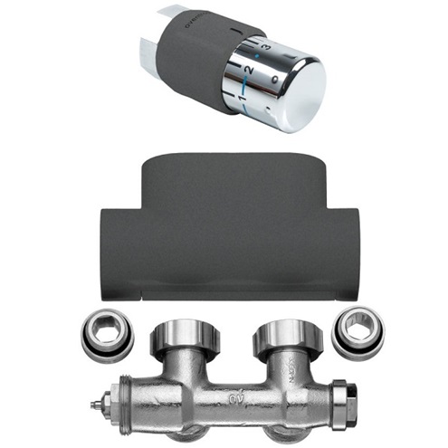 Kermi Ventilhahnblock-Kombiset Eckform in DB 703 ZV03090003