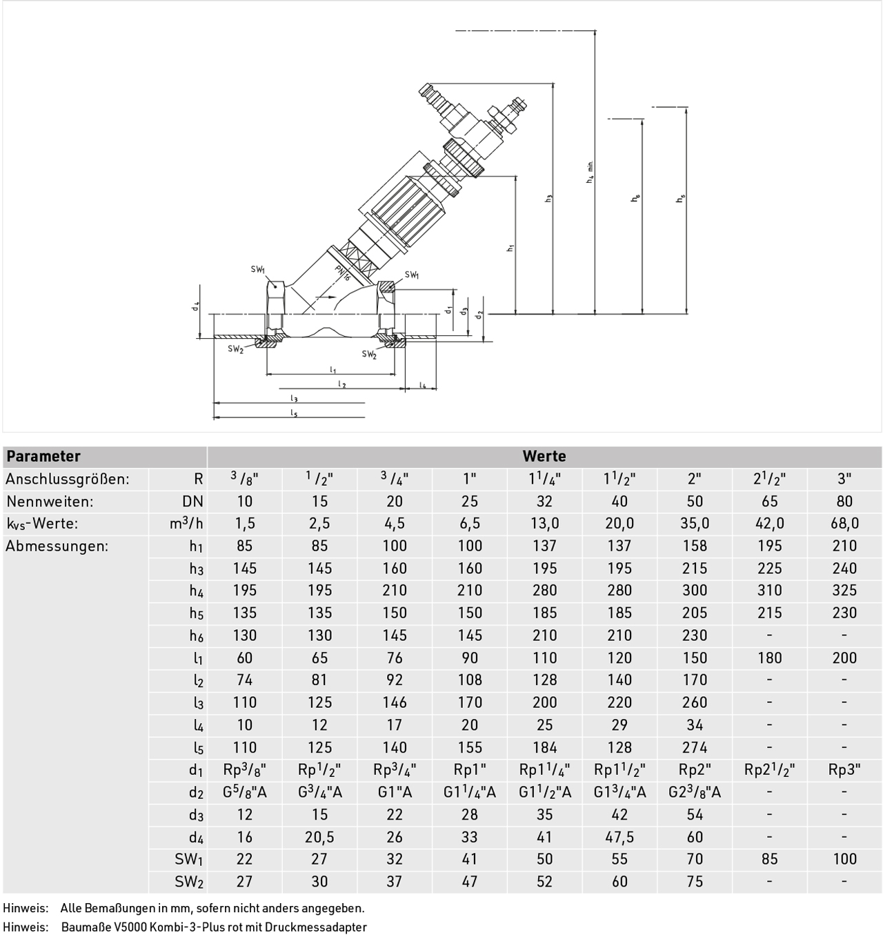 Resideo Strangabsperrventil Kombi-3-Plus, rotes Handrad, R 1 1/2, Muffengewinde V5000Y0040