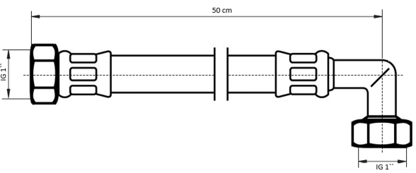 Neoperl NEOFLEX Panzerschlauch DN25 IG x IG gebogen, 1" x 1" 50cm 66930050