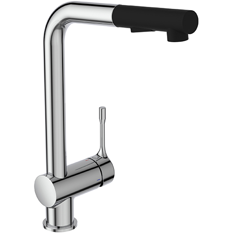 Ideal Standard Küchenarmatur Ceralook, mit herausziehbarer Handbrause, hohem Auslauf, Ausladung 225mm chrom BC178AA