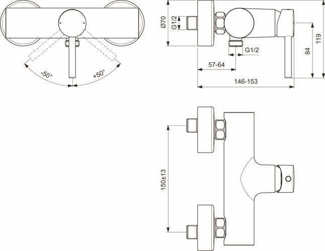 Ideal Standard Brausearmatur AP Ceraline chrom BC200AA