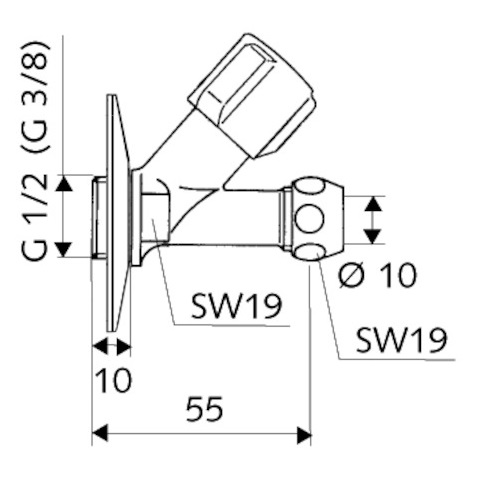 Schell Schrägsitzventil COMFORT kurze Bauform, KIWA, 3/8", chrom 059000699