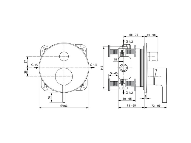Ideal Standard Badearmatur UP JOY, Bausatz2, chrom A7383AA