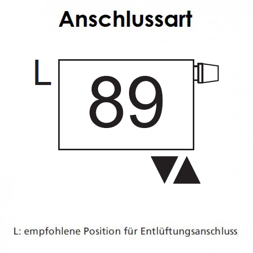 Arbonia Mehrpreis zu Heizwand Einbauventil Anschlussart 89, Ventil oben, M30x1,5