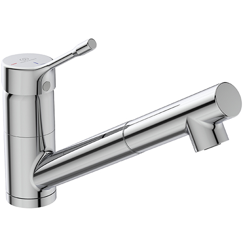 Ideal Standard Küchenarmatur Ceralook Ausladung 220mm mit herausziehbarer Handbrause, chrom BC294AA
