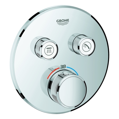 Grohe Thermostat Grohtherm SmartControl chrom 29119 Fertigmontage-Set rund 2 Absperrventile 29119000