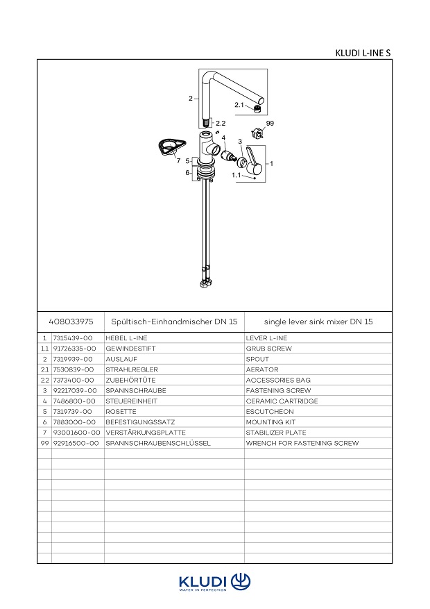 Kludi L-INE S Eco Spültisch-Einhandmischer mattschwarz 408033975