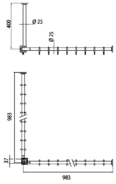 Emco Duschvorhang-Set System2 2 Duschvorhangstangen 1000mm, 2x Duschvorhangstange 2x Befestigung, 20x Ringe, chrom 358700122
