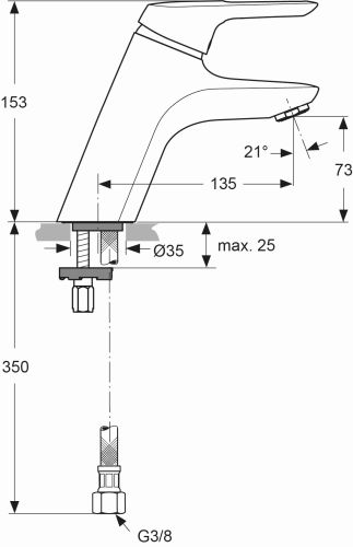 Ideal Standard Ceramix Blue Waschtischarmatur chrom, flexiblen Schläuchen A5647AA