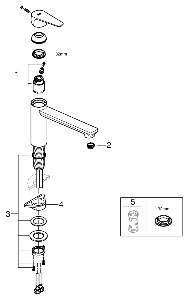 Grohe BauEdge Einhand-Spültischbatterie chrom mittelhoher Auslauf GROHE ZERO 31693000