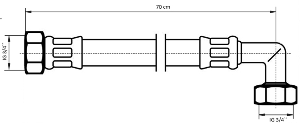 Neoperl NEOFLEX Panzerschlauch DN20 IG x IG gebogen, 3/4" x 3/4" 70cm 66910070