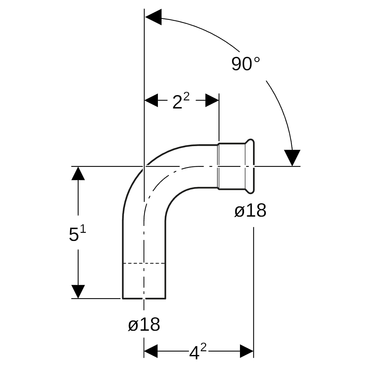 Geberit Mapress Edelstahl Bogen 90 Grad d18 mit Einschubende 30303