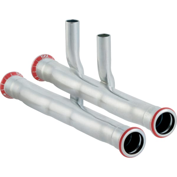 Geberit Mapress C-Stahl Anschluss-T-Stück-Set für Vor- und Rücklauf d22-15 24004