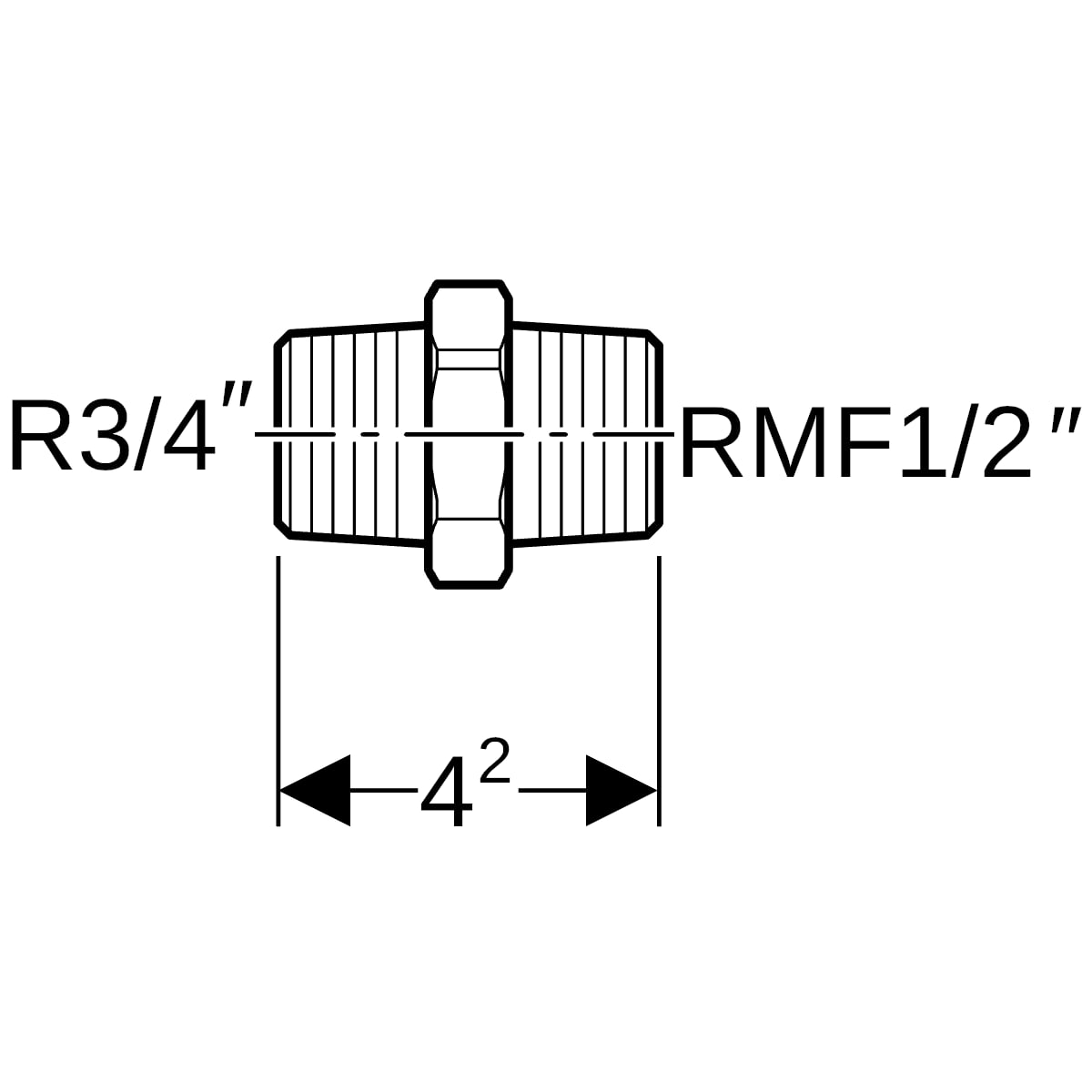 Geberit Übergang mit AG MF und AG Rotguss R3/4-MF1/2 632.008.00.1