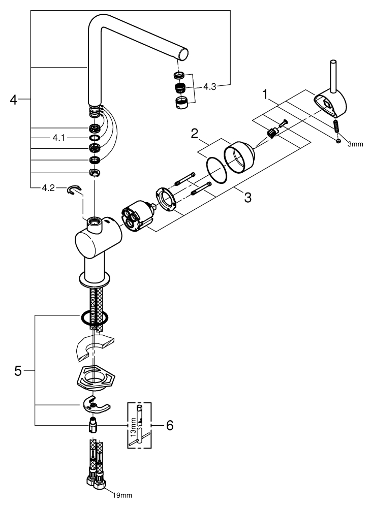 Grohe Minta Einhebel-Spültischbatterie supersteel L-Auslauf, Ausladung 210mm 31375DC0