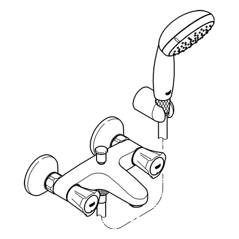 Grohe Costa 2-Griff-Wannenbatterie chrom mit Tempesta Wandhalterset 2546010A