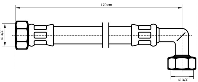 Neoperl NEOFLEX Panzerschlauch DN13 IG x IG gebogen, 3/4" x 3/4" 170cm 66882170