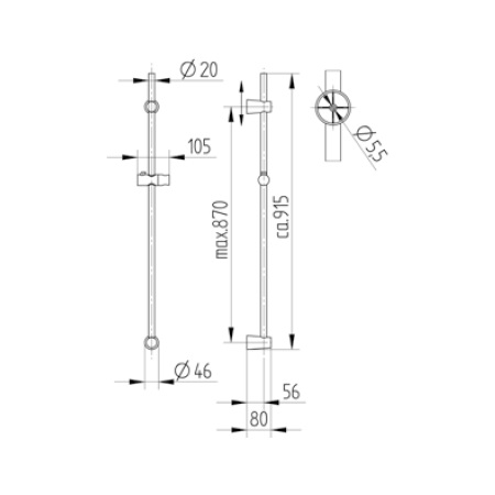 Avenarius Brausestange 900mm mit Gleiter 9006906040
